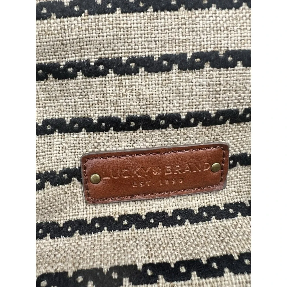LUCKY BRAND Kendal Striped Woven Blend Backpack Rucksack Bag Shoulder Linen